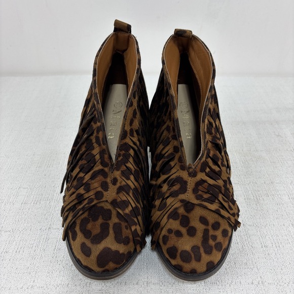 Mobwife Mata‎ Leopard Suede Fringe Ankle Boots Women's Size 7.5 Animal Print EUC - Picture 2 of 8